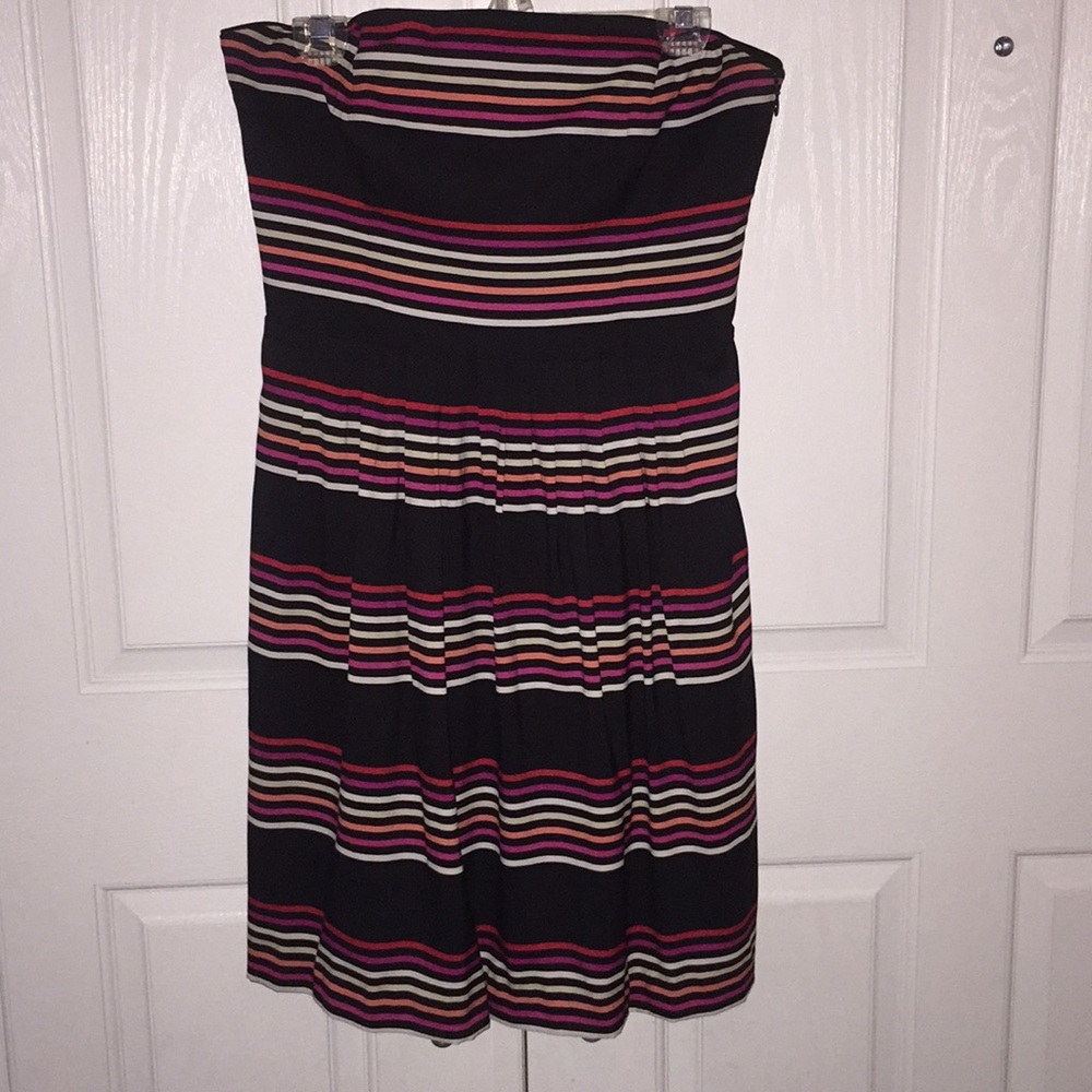 White House Black Market Striped Strapless Dress!